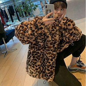 Giacca Invernale Leopardata da Donna con Collo Alto Parka Caldo da Esterno Novità Autunno Inverno 2023 Cappotto Ampio da Donna in Finta Pelliccia Stile Coreano - Product Image 2