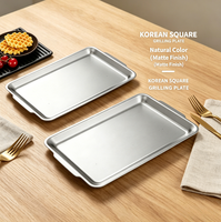 Plateau rectangulaire coréen en acier inoxydable pour barbecue, sushis, collations, gâteaux et rangement