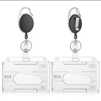 Promotion : Porte-badge robuste vertical/horizontal avec fente pour pouce, support en plastique pour cartes d'identité et de crédit, enrouleur de badge rétractable avec mousqueton