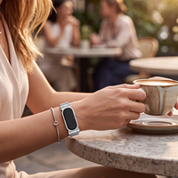 BEEFLYPOWER 2 en 1 Correa de Acero Inoxidable de 3 Eslabones con Cierre Magnético Milanés para Google Fitbit Air
