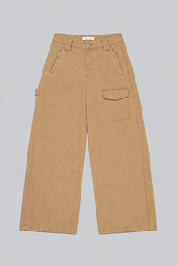 Vintage Washed <strong>Khaki</strong> <strong>Women</strong> Carpenter <strong>Cargo</strong> High Waist Multi Pocket Wide Leg Canvas Trousers Loose Baggy Workwear Ladies <strong>Pants</strong> - Product Image 3