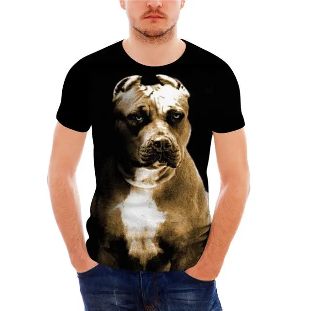 T-shirt Mannen Mode Pit Bull Dog Prints Mens Tshirt 3D Uil Streetwear Hot T-Shirt Tee tops Mannelijke Merk Kleding homme