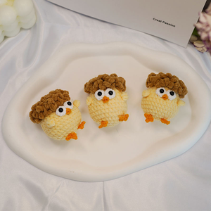 Porte-clés en crochet en coton fait main-Ensemble pendentif poupée tissé pour couple personnalisé 10cm cadeau d'ornement de bricolage pour sac/recrue - Product Image 2