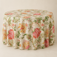 Nappe Ronde en Polyester à Motif Floral Personnalisé Style Ins pour Mariages, Événements Extérieurs et Location de Fêtes - Vente en Gros