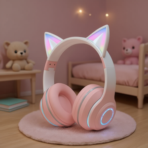 Catico Cat Ear Headphones Wireless Bluetooth Kids Headset With Led Lights For Children Girls Boys - Product Image 1