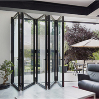 Portes coulissantes pliantes en aluminium et verre triple pour balcon et terrasse, design Euro