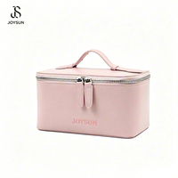 Bolsa de Maquillaje Impermeable JOYSUN con Logotipo Personalizado, Organizador de Artículos de Aseo, Estuche de Viaje de Cuero Vegano para Mujer