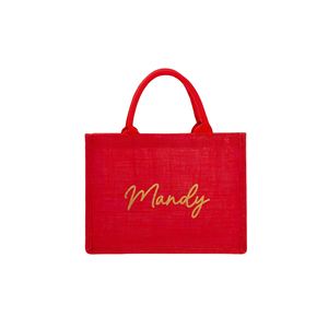 Customized Products Personalized Red Christmas <b>Gift</b> Tote <b>Bag</b> Wedding <b>Bridesmaid</b> Party Jute Tote <b>Bag</b> - Product Image 1