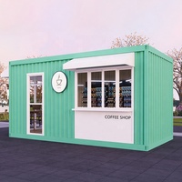 Kiosque de café mobile préfabriqué en conteneur maritime, design moderne, modulaire, avec fenêtre escamotable