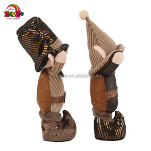 Zaves 9 "Gnomos para elfo de Navidad Par Niños traviesos con sombrero puntiagudo en traje marrón Vacaciones - Product Image 2