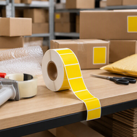 Rouleau d'étiquettes autocollantes rectangulaires jaunes personnalisées, thermiques directes, imperméables, à forte adhérence pour l'emballage alimentaire