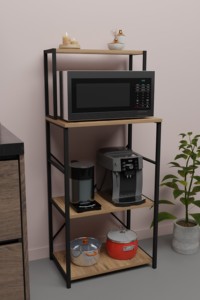 Étagère de rangement pour cuisine, support pour four à micro-ondes, imperméable, durable, en panneau de particules et métal, facile à installer, portable, support de rangement pour micro-ondes - Product Image 4