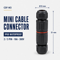 Connecteur étanche pour éclairage de jardin IP68 CDF M3 sans vis 2 broches 3 broches 16A 300V Mini connecteur de câble PA66 Nylon