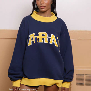 <span class=keywords><strong>Felpa</strong></span> <span class=keywords><strong>Oversize</strong></span> da <span class=keywords><strong>Donna</strong></span> con Collo Alto in Morbido Cotone, Logo Personalizzato, Ricamata, Stile Streetwear - Product Image 4