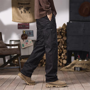 <span class=keywords><strong>Pantalones</strong></span> Cargo rectos <span class=keywords><strong>americanos</strong></span> Retro para hombre, <span class=keywords><strong>pantalones</strong></span> largos informales de ajuste holgado versátil de moda simple media de algodón 100% para primavera y otoño - Product Image 4