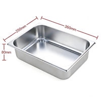 Bac Gastronorm Oulu en Acier Inoxydable 201/304 1/2 GN 360*265*80mm Empilable Anti-Blocage Durable pour Buffet Hôtelier et Glaces