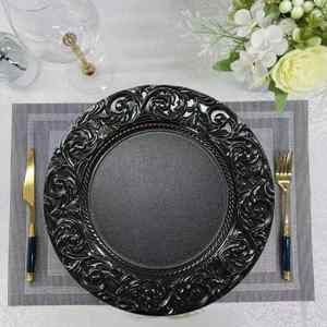 <b>Black</b> Charger <b>Plates</b> & Restaurant Dinnerware Sets Elegant <b>Plate</b> Chargers, Serving Dishes & Plastic Dinner <b>Plates</b> for Catering - Product Image 2