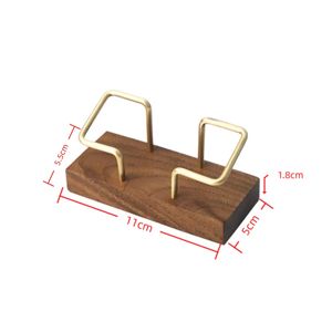 Visitenkartenhalter aus Massivholz Nussbaum Messing, Einlagiger Metall-Visitenkartenständer, Notizbox, Schreibtisch-Schubladenorganisator für das Wohnzimmer - Product Image 6