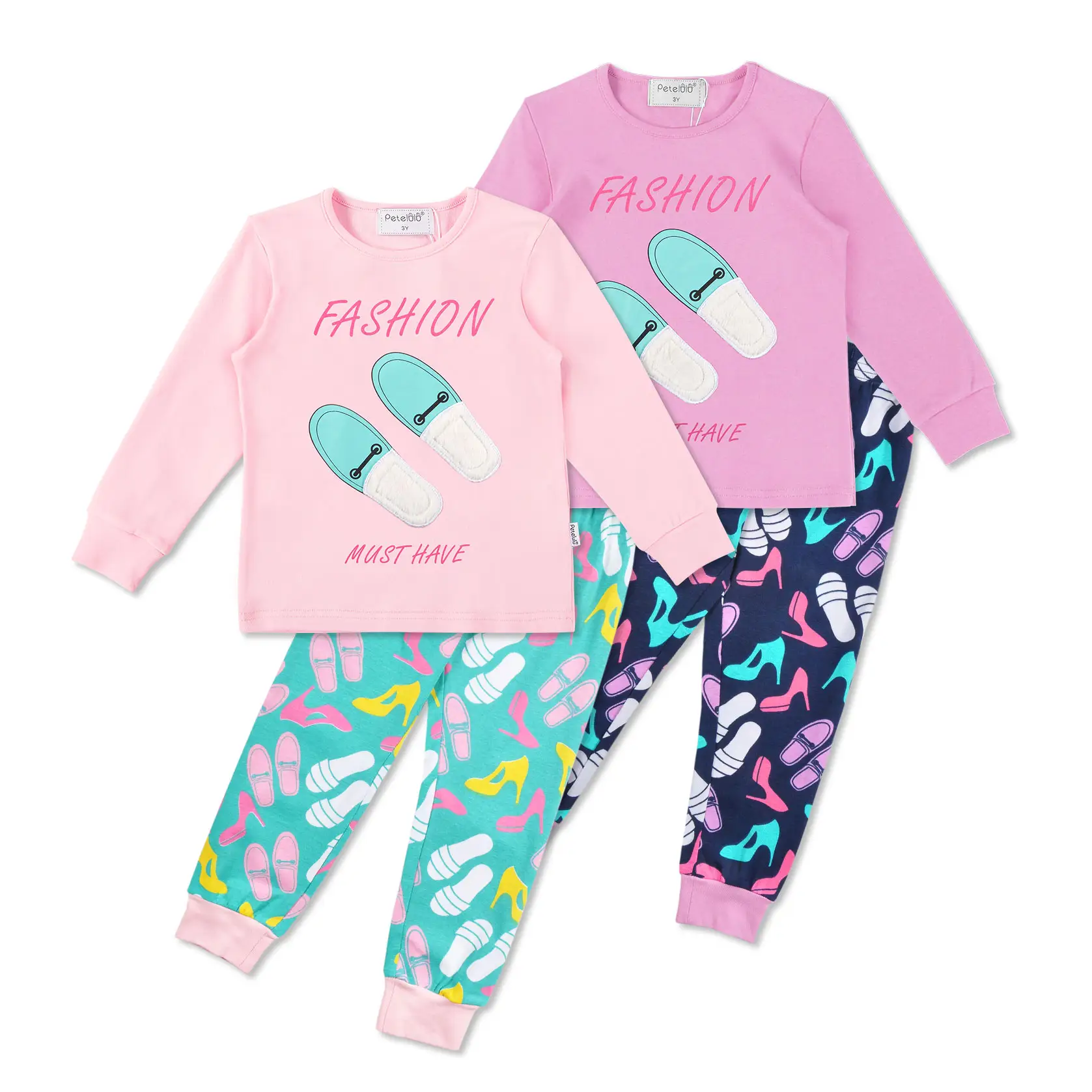 Lente Zomer Kinderen Meisjes Katoenen Pyjama Kleding Sets Print Lange Mouwen Casual Zachte Nachtkleding Kinderen Slapen Slijtage 2 Stuks Trous