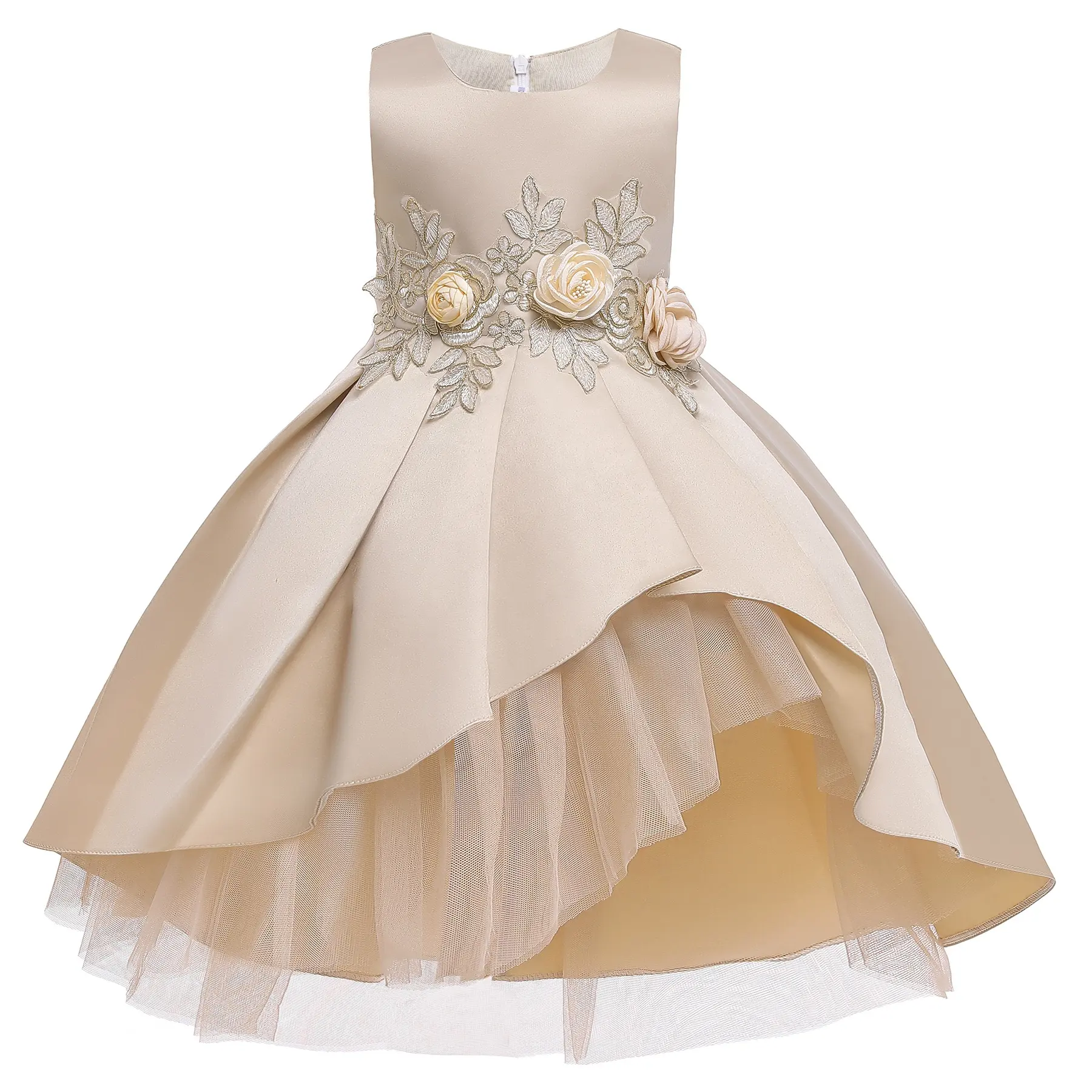 Çocuk giyim fantezi parti elbise dantel örgü Frocks tasarımlar tül çiçek elbiseler kızlar için