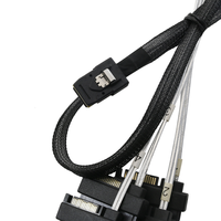 Cavi Adattatori Server PCIE GEN 5.0 SAS MCIO 8i 8X 74P a 2XSFF 8639+15P in Rame Stagnato con Treccia in Nylon 0.8m