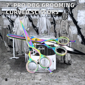 7.0 inch chuyên nghiệp thép không gỉ kéo chó cong vật nuôi chải chuốt công cụ với đuôi kép lưỡi sắc nét và thép xử lý - Product Image 2