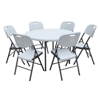 Tables pliantes portables blanches pour événements de mariage et fêtes, tables rondes pour événements