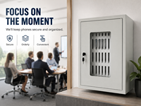 Casier de rangement mural moderne en acier assemblé pour téléphones, avec 36 compartiments et serrure à clé