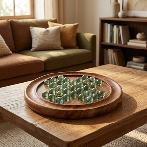 Juego de mesa Solitaire de 9 pulgadas, de pino clásico, con temática navideña de amor, juego de ingenio para interiores, marca ODM, pulido y pintado, con 33 bolas de cristal y puzos. - Product Image 3