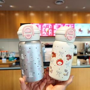 Cute Double-Drink Straw Water <b>Bottle</b> 316 Stainless Steel Large Capacity Pop-Up <b>Thermos</b> For Girls Travel Use - Product Image 2