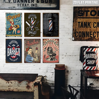 Juego de Letreros Metálicos Vintage para Barbería, Decoración Retro para Pared de Barbería, Salón, Bar o Cuarto de Hombre