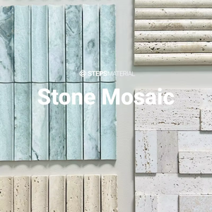 Tuiles murales en mosaïque de marbre <span class=keywords><strong>travertin</strong></span> cannelé poli STEPS Carrara pour panneaux de villa, <span class=keywords><strong>douche</strong></span>, garniture personnalisée sur mesure de 1 an - Product Image 4