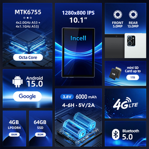 แท็บเล็ตพีซีแบบ 2 in 1 ระบบ Android 15 รุ่น Custom MTK 4G LTE หน้าจอ IPS ขนาด 10.1 นิ้ว ความจุ 4GB + 64GB พร้อมคีย์บอร์ดในตัว - Product Image 2