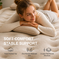Matelas Gonflable Lit Gonflable 16 Pouces avec Pompe Intégrée PVC Floqué 2 Personnes pour Camping Chambre d'Invité