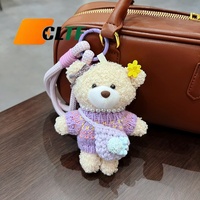 2026 Sac bandoulière mignon en forme de pull, porte-clés en crochet ours en peluche, pendentif poupée de dessin animé, breloque de sac jouet créative, accessoire porte-clés de voiture