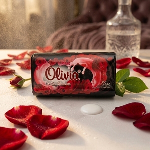 Rose Scented Moisturizing Bar <b>Soap</b> with Glycerin Lanolin Vitamins A and E for Hand and Body Care 140 g Olivia - Product Image 1