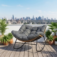 Fauteuil à bascule contemporain en fer résistant aux intempéries avec protection UV pour usage extérieur