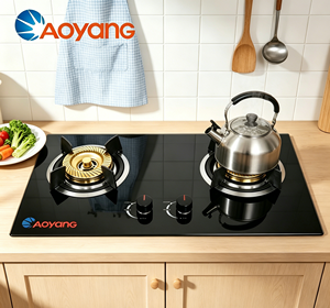Cuisinière à gaz encastrable à 2 brûleurs en verre trempé |   Table de cuisson à gaz <span class=keywords><strong>pour</strong></span> la maison, double usage GPL/GN - Product Image 2