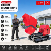 Mini-dumper sur chenilles VOL-F1000S à levage élevé de 1500 mm pour charge utile de 1000 kg, avec chargement hydraulique automatique, pour travaux de construction