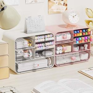 Boîte de rangement de bureau transparente à <span class=keywords><strong>3</strong></span> niveaux pour chambre à coucher, mini tiroir mignon, boîte de rangement en plastique durable, armoire de rangement en plastique - Product Image 1