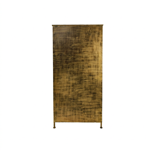 Rustic Metal <b>Wardrobe</b> with Glass Doors 4 Shelves Storage Cabinet Bedroom Furniture Antique Finish Metal Handles - Product Image 5