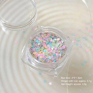 1 Tarro de Lentejuelas de Uñas en Forma de Estrella, Color Caramelo Pastel, Fragmentos de Lentejuelas, Decoración de Uñas con Láminas Láser, Escamas Brillantes, Lentejuelas de Estrella para Manicura - Product Image 3