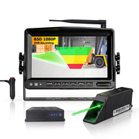 Monitor DVR AHD IPS Inalámbrico de 7 Pulgadas y 4 Canales con IA BSD y Posicionamiento Láser para Montacargas, Cámara de Reversa con Kit de Batería de 9600 mAh
