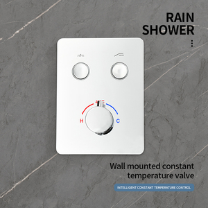Robinet <span class=keywords><strong>de</strong></span> <span class=keywords><strong>douche</strong></span> thermostatique encastré à 2 fonctions avec panneau en verre blanc, <span class=keywords><strong>40</strong></span> ° Kit <span class=keywords><strong>de</strong></span> finition mural pour mitigeur avec conception anti-brûlure C - Product Image 2