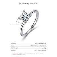 Bague de promesse solitaire en argent sterling S925 avec moissanite taille princesse 1,2 carats et 4 griffes pour femme
