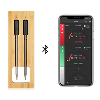 Thermomètre numérique sans fil Bluetooth pour viande, 2 sondes, injecteur de viande, étanche IP68, en acier inoxydable, portée améliorée 50m