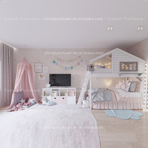 Lit cabane en bois massif pour enfants, lit superposé moderne, lits séparés pour frère et sœur dans les petits appartements, personnalisable - Product Image 3