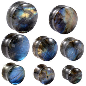 Runde Stein Plugs Gauges Ohrringe für Damen und Herren, Mehrfarbige Ohr-Plugs, Flesh Tunnel Piercing Expander, Ohrdehner Körperschmuck - Product Image 2