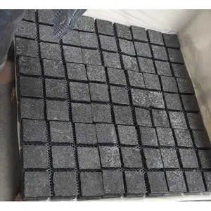 SHIHUI Fábrica Direto Clássico Antigo G684 Basalto Pedra Cobble em Malha Cobble Pedra Pavers Basalto Preto Pavers