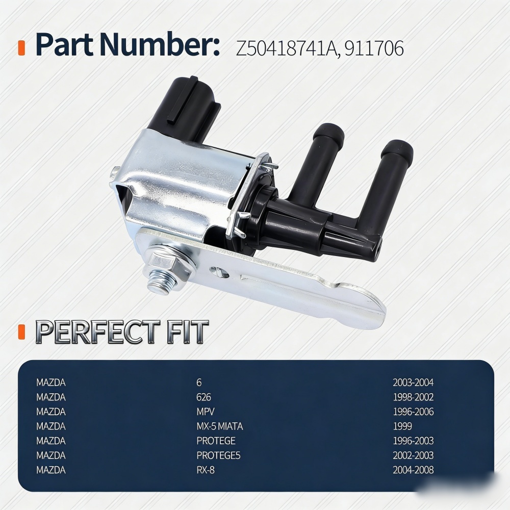 Vapor Canister Purge Solenoid Valve Z50418741A Z504-18-741A for Mazda Protege 626 MPV 6 RX-8 Miata MX-5 OE Replacement - Product Image 2 of 2